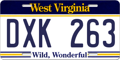 WV license plate DXK263