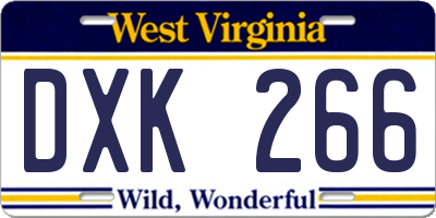 WV license plate DXK266