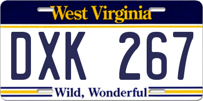 WV license plate DXK267