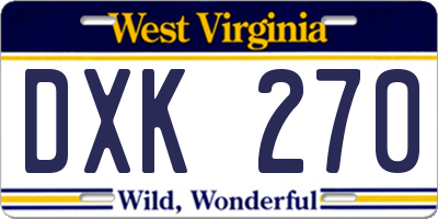 WV license plate DXK270