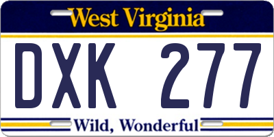 WV license plate DXK277