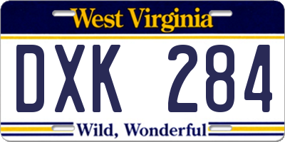 WV license plate DXK284