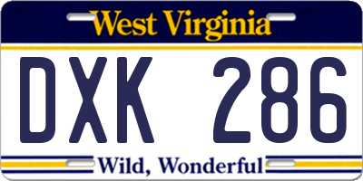 WV license plate DXK286