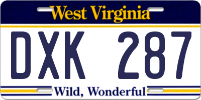 WV license plate DXK287