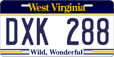 WV license plate DXK288