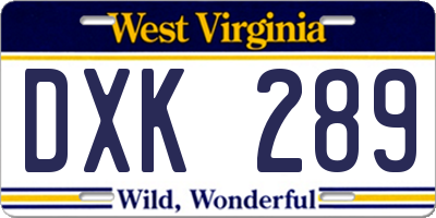 WV license plate DXK289