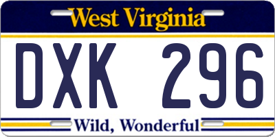 WV license plate DXK296