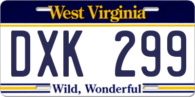 WV license plate DXK299