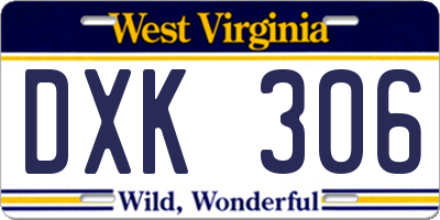 WV license plate DXK306
