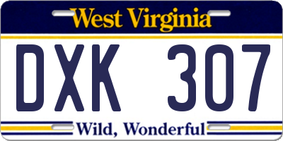 WV license plate DXK307