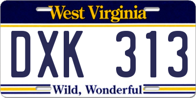 WV license plate DXK313