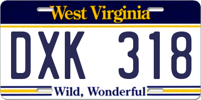 WV license plate DXK318