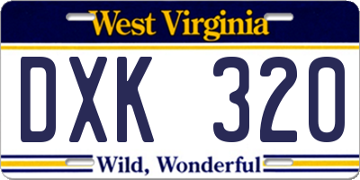WV license plate DXK320