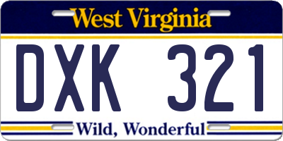WV license plate DXK321