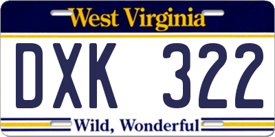 WV license plate DXK322