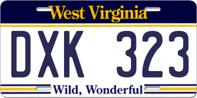 WV license plate DXK323