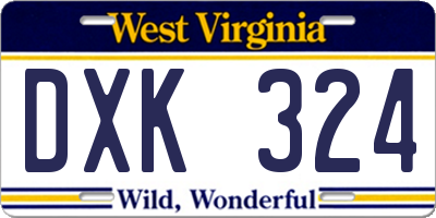 WV license plate DXK324
