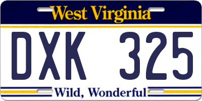 WV license plate DXK325