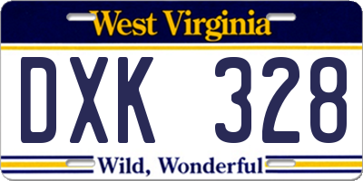 WV license plate DXK328