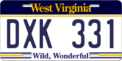 WV license plate DXK331