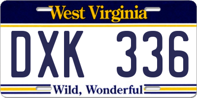 WV license plate DXK336