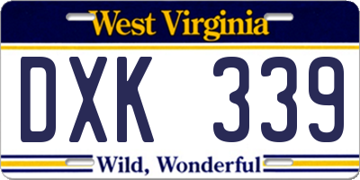 WV license plate DXK339