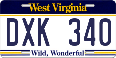 WV license plate DXK340