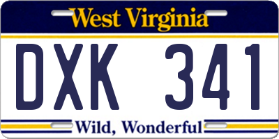 WV license plate DXK341