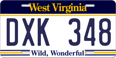WV license plate DXK348