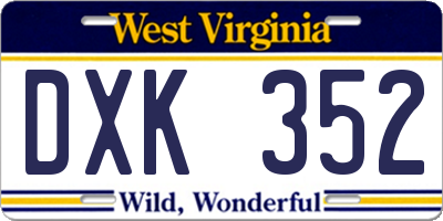 WV license plate DXK352