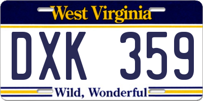 WV license plate DXK359