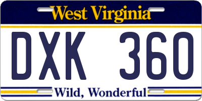 WV license plate DXK360