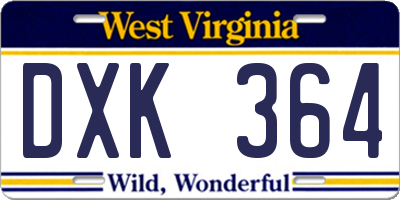 WV license plate DXK364