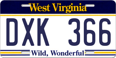 WV license plate DXK366