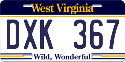WV license plate DXK367