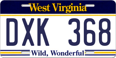 WV license plate DXK368