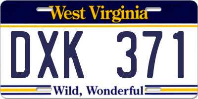 WV license plate DXK371