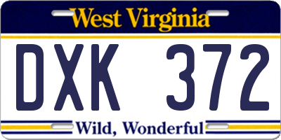 WV license plate DXK372