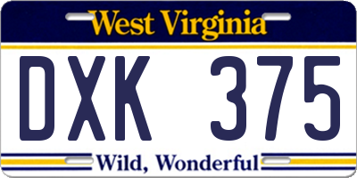 WV license plate DXK375