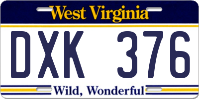 WV license plate DXK376