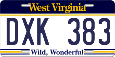 WV license plate DXK383