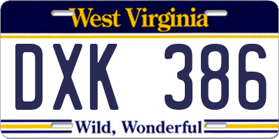 WV license plate DXK386