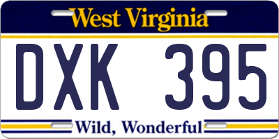 WV license plate DXK395