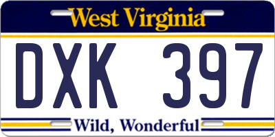 WV license plate DXK397
