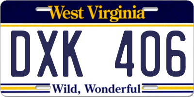 WV license plate DXK406