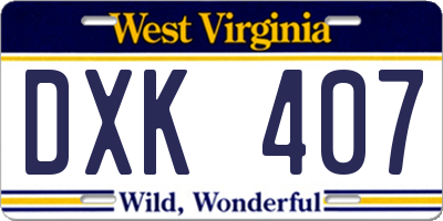 WV license plate DXK407