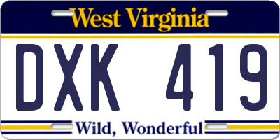WV license plate DXK419