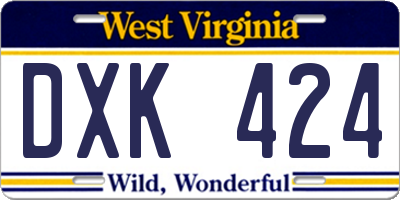 WV license plate DXK424