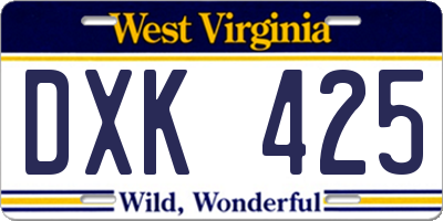 WV license plate DXK425