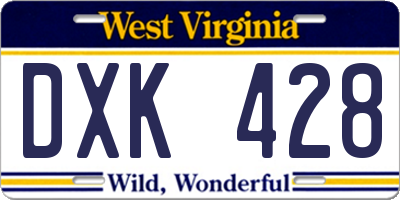 WV license plate DXK428